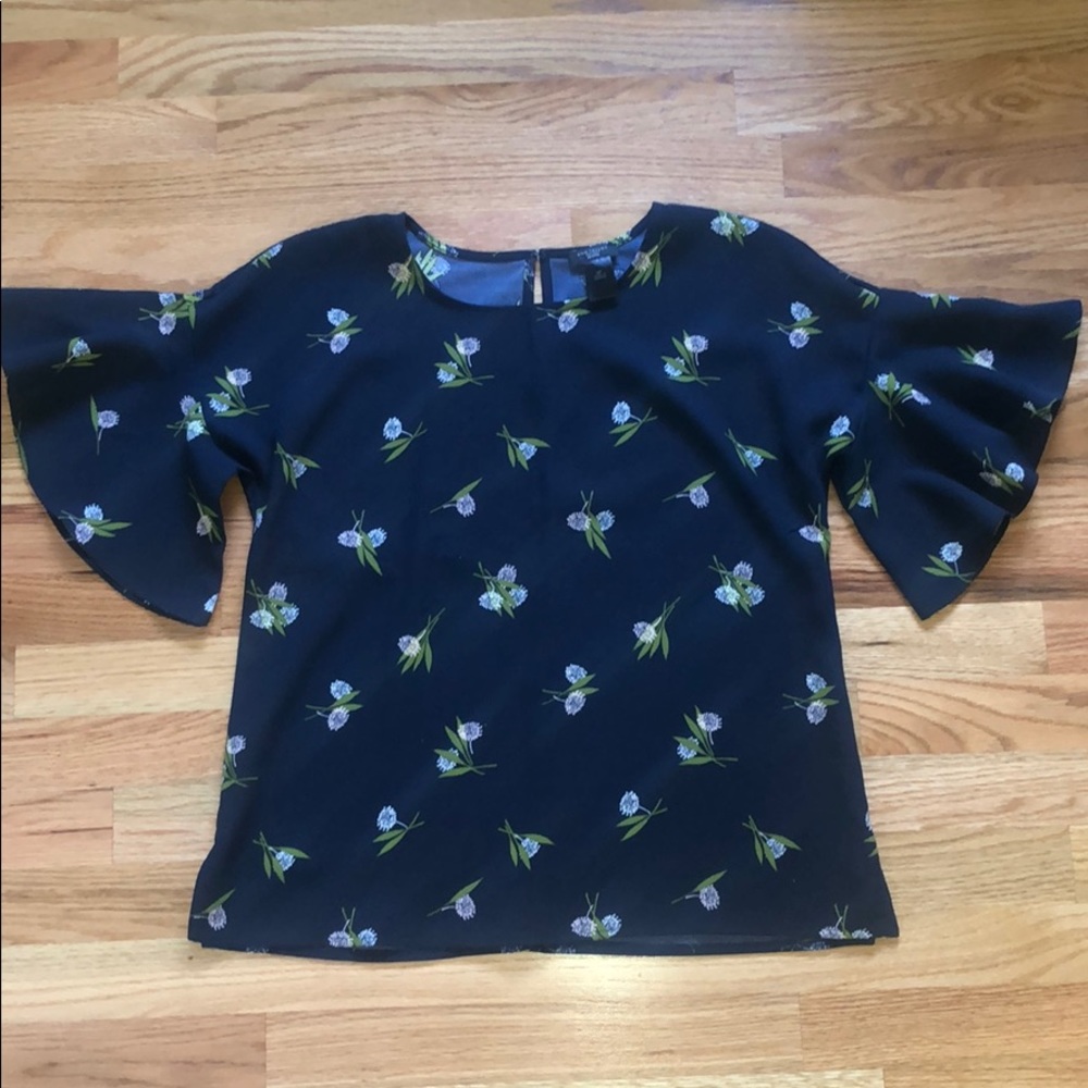 Ann Taylor Factory petite floral bell-sleeve shirt